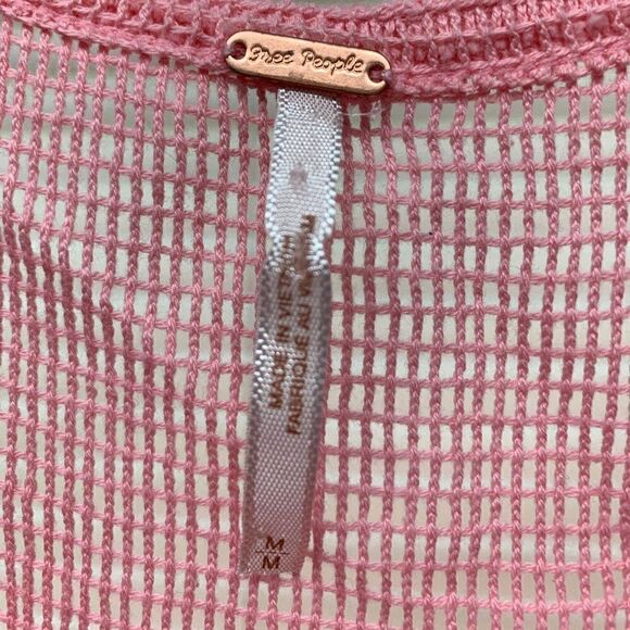 Free People Crochet Lace Crop Top Pink Medium - Picture 3 of 6